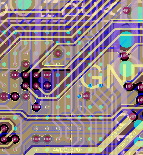 closeup of PCB layout
